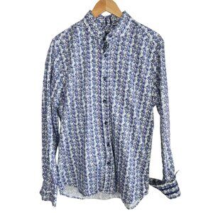 Robert Graham Mens Tailored Fit Long Sleeve Geometric Print Shirt Large